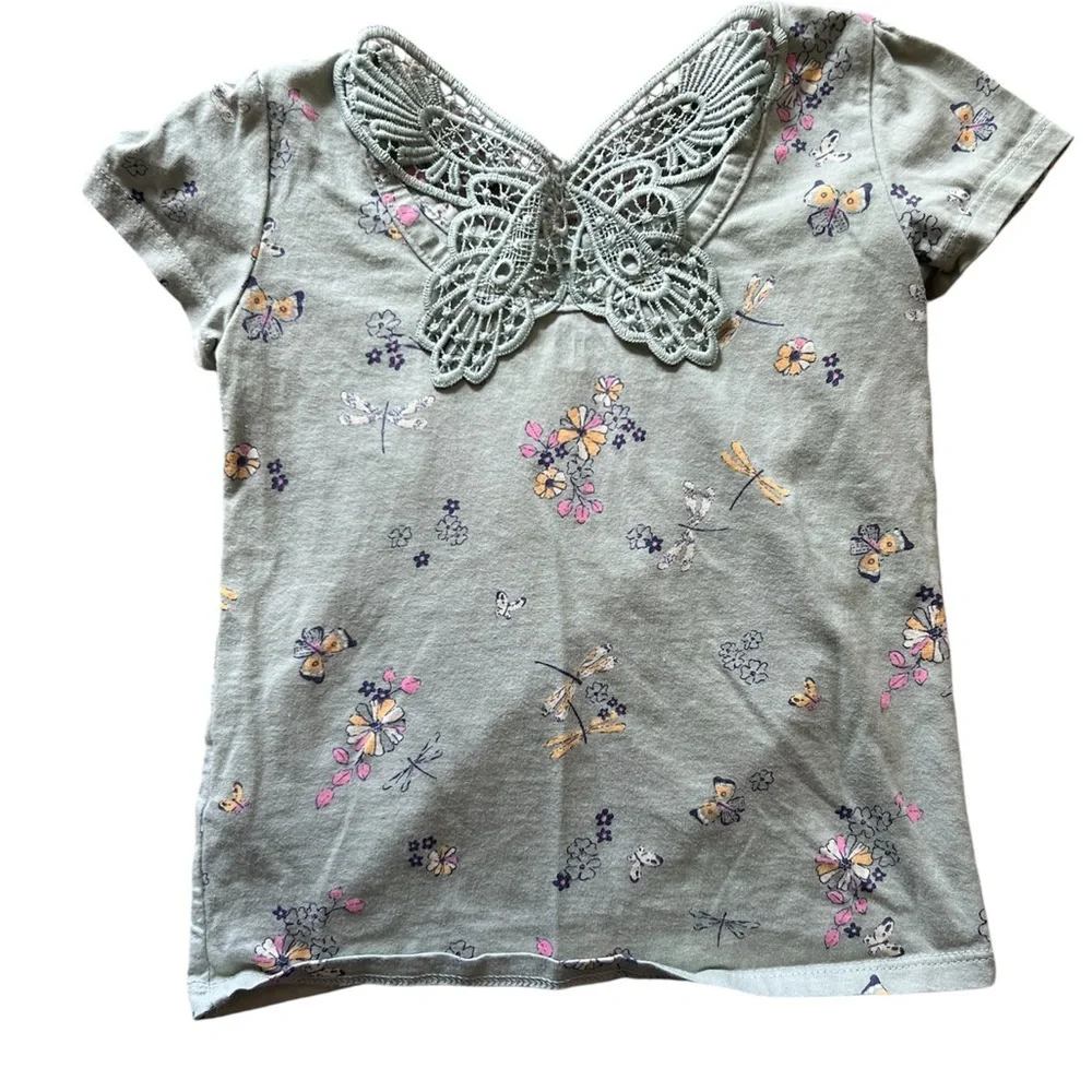 Oshkosh B’gosh Sage Floral Butterfly Crochet Top | 2T